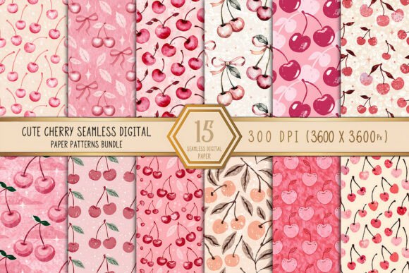 Download Cute Cherry Seamless Patterns Bundle - Seamless Collection