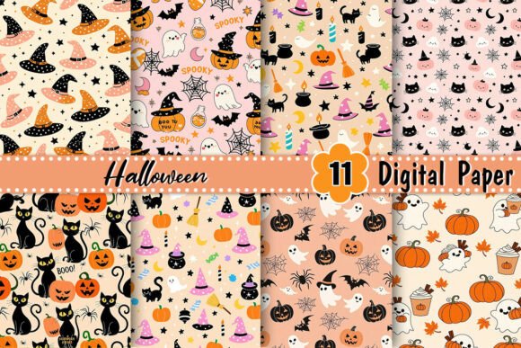 Download Hand Drawn Halloween Digital Paper - Halloween digital paper Collection