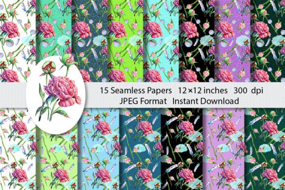 Download Watercolor Peonies Seamless Hand Drawn - Seamless Collection