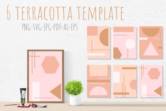 Download 6 Geometric Abstract Terracotta Card - Abstract Collection