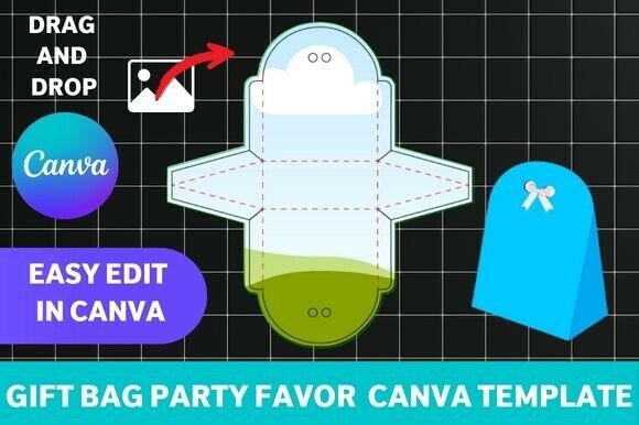 Download Gift Bag Party Favor Box Canva Template - Canva template Collection