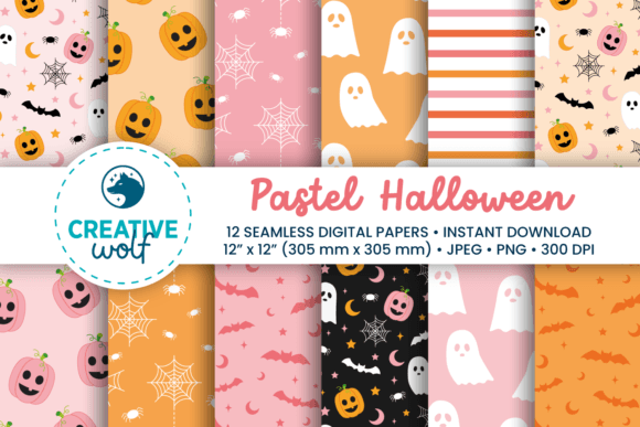 Download Pastel Halloween Digital Paper Pack - Halloween digital paper Collection