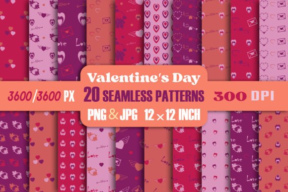 Download Seamless Patterns-jpeg  Valentine's Day - Seamless Collection