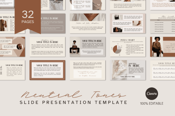 Download SLIDE Neutral Tones CANVA TEMPLATE - Canva template Collection