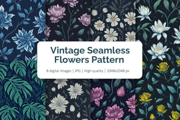 Download Vintage Seamless Flowers Pattern Pack - Seamless Collection