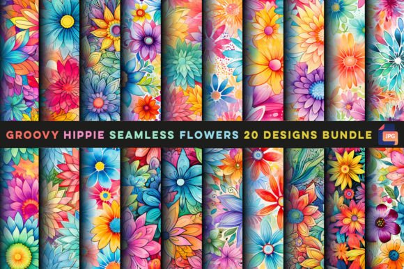 Download Groovy Hippie Seamless Flowers - Seamless Collection