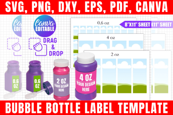 Download Bubble Bottle Label Canva Template - Canva template Collection