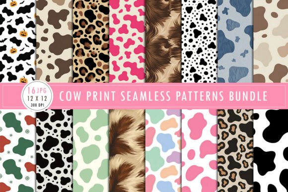 Download Cow Print Seamless Patterns Bundle - Seamless Collection