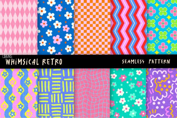Download Whimsical Retro Seamless Pattern Bundle - Seamless Collection
