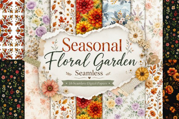 Download Seasonal Floral Garden Seamless Digital - Seamless Collection