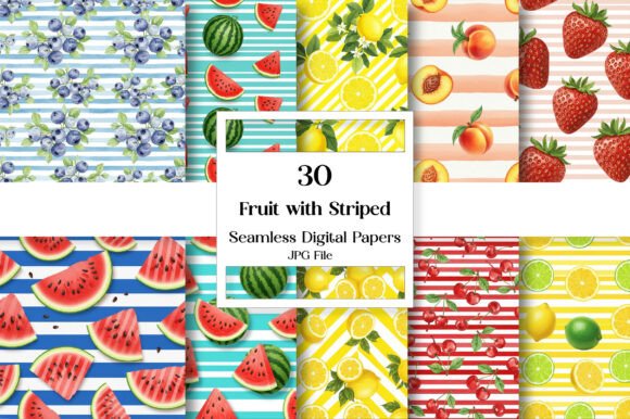 Download Fruit with Striped Pattern Seamless - Seamless Collection