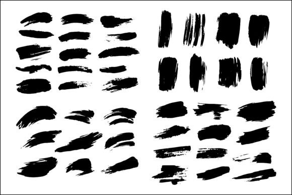 Download Abstract Brush Strokes Silhouette Set - Abstract Collection
