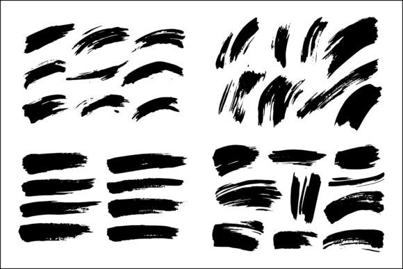 Download Abstract Brush Strokes Silhouette Set - Abstract Collection