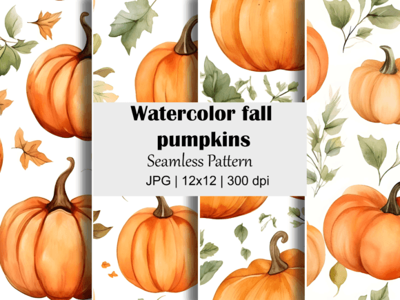 Download Watercolor Fall Pumpkin Seamless Pattern - Seamless Collection