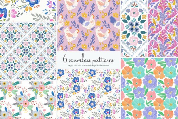 Download Colorful Floral Seamless Patterns Bundle - Seamless Collection