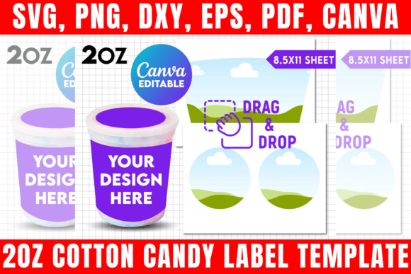 Download 2oz Cotton Candy Label Canva Template - Canva template Collection