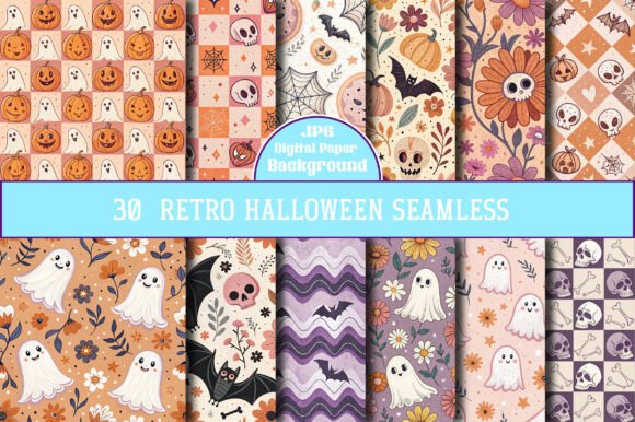 Download Retro Halloween Seamless Pattern - Seamless Collection