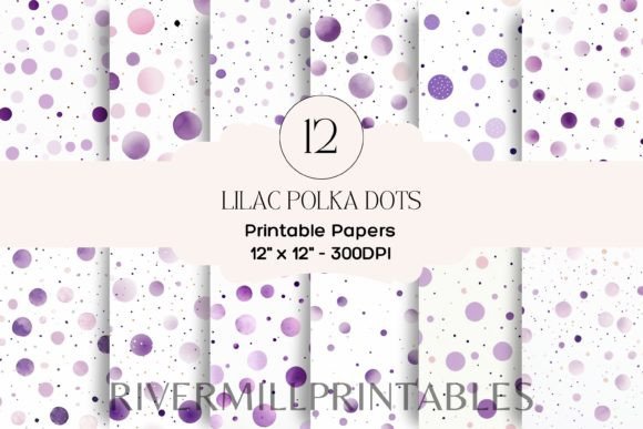 Download 12 Lilac Polka Dots Digital Papers - Lilac Collection