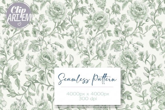Download Sage Green Toile Seamless Pattern Rose - Seamless Collection